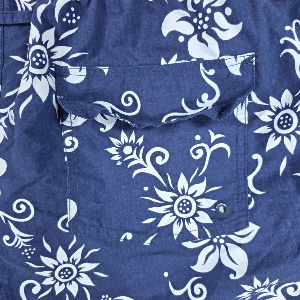 Reyn Spooner Mens Blue Floral Swim Trunks Board Shorts Size XL Hawaiian Lined